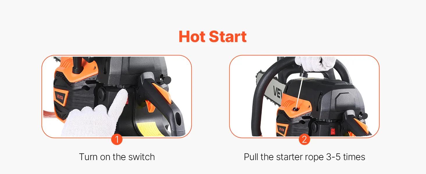 VEVOR 62 cc Gas Chainsaw 20 inch 3.8 HP Power Chain Saw with Non-Slip Handle Dual Fuel Tanks for Wood Cutting Tree Trimming Land Clearing VEVOR 62 cc Gas Chainsaw 20 inch 3.8 HP Power Chain Saw with Non-Slip Handle Dual Fuel Tanks for Wood Cutting Tree Trimming Land Clearing