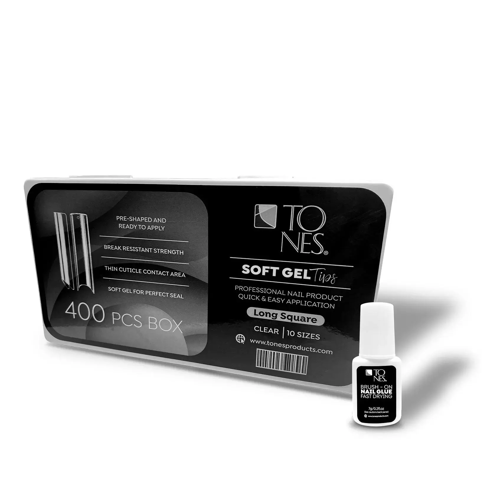 Soft Gel Tips Long Square - 400pcs + Nail Glue