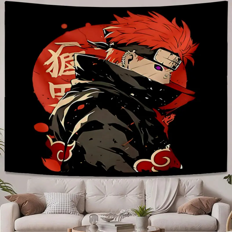 Vintage Style Anime Character Pain Tapestry, Cool Home Decor for Bedroom Bedside Wall Covering, Indoor Room Decor