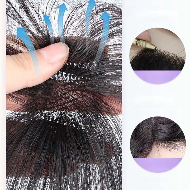 Lightweight Clip-on Extensions Invisible Topper Wig Natural Appearance Heat-Resistant Fibers Breathable Mesh 25 cm Length