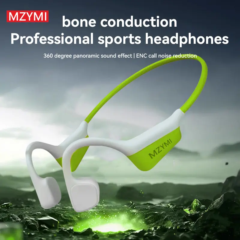 MZYMI i18pro Bone Conduction Bluetooth Wireless Headphones (V6.0), Electronic Audio Ear Clip Headset with Microphone, 12H Battery Life, IPX6 Water Resistant, Charging Support for Running, Fitness, Built For Running, Cycling, Training