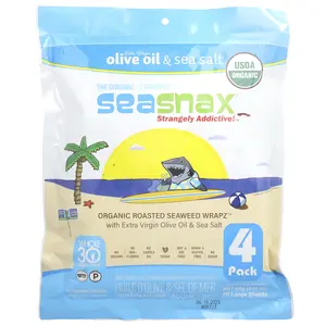 SeaSnax Organic Roasted Seaweed Wrapz™, Olive Oil & Sea Salt, 20 Large Sheets, 2.16 oz (60 g)