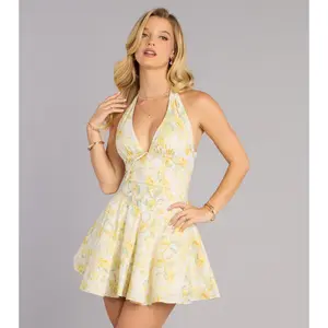 RSVP Bloom Floral Halter Skater Dress