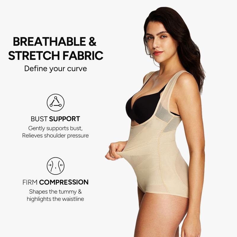 [MAX] Nebility Women's Mesh Breathable Shapewear - Basic Faja, Sleeveless High Waist Compression, Minimalist Comfort Body Shaping Underwear Firm Tummy Control Airslim Bodysuit
