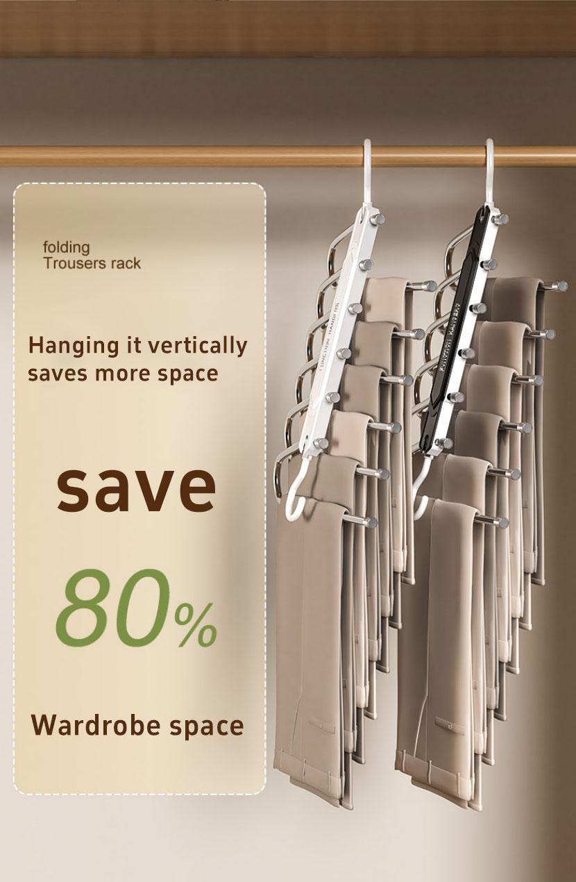 6 Layer Pants Hanger Space Saving Closet Organizer with 65mm Wide Spacing, Anti-Slip Multifunctional Pants Rack for Jeans Trousers Wardrobe 6 Layer Pants Hanger Space Saving Closet Organizer with 65mm Wide Spacing, Anti-Slip Multifunctional Pants Rack for Jeans Trousers Wardrobe