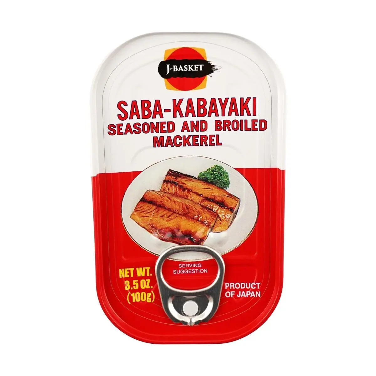 J-BASKET Grilled Mackerel Can - Ready-to-Eat Japanese Saba Fish Fillet, 100g - Umami Flavor, Perfect for Rice, Congee, Sake Pairing