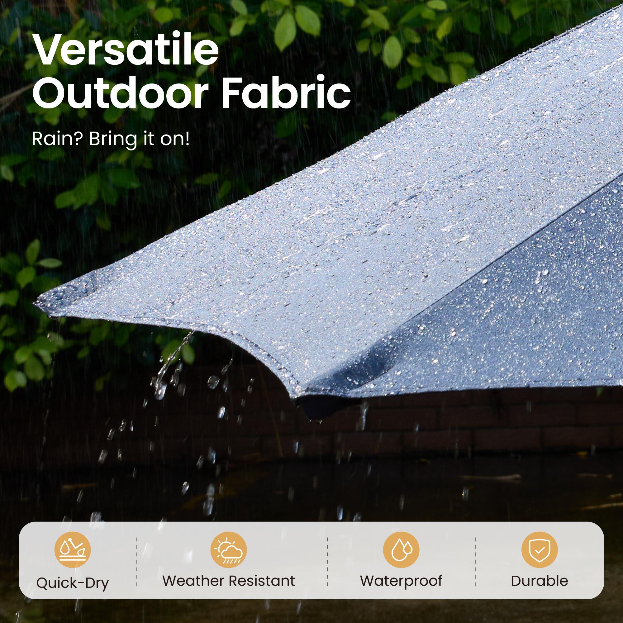 【Rainbow Lighted Umbrella & Table】Ovios 15ft Double-Sided Patio Umbrella with Solar Lights & Umbrella Hold Table, Outdoor Large Umbrellas with Crank Handle and 36 LED Lights, Rectangular Market Umbrella with Base Included for Deck Pool Shade