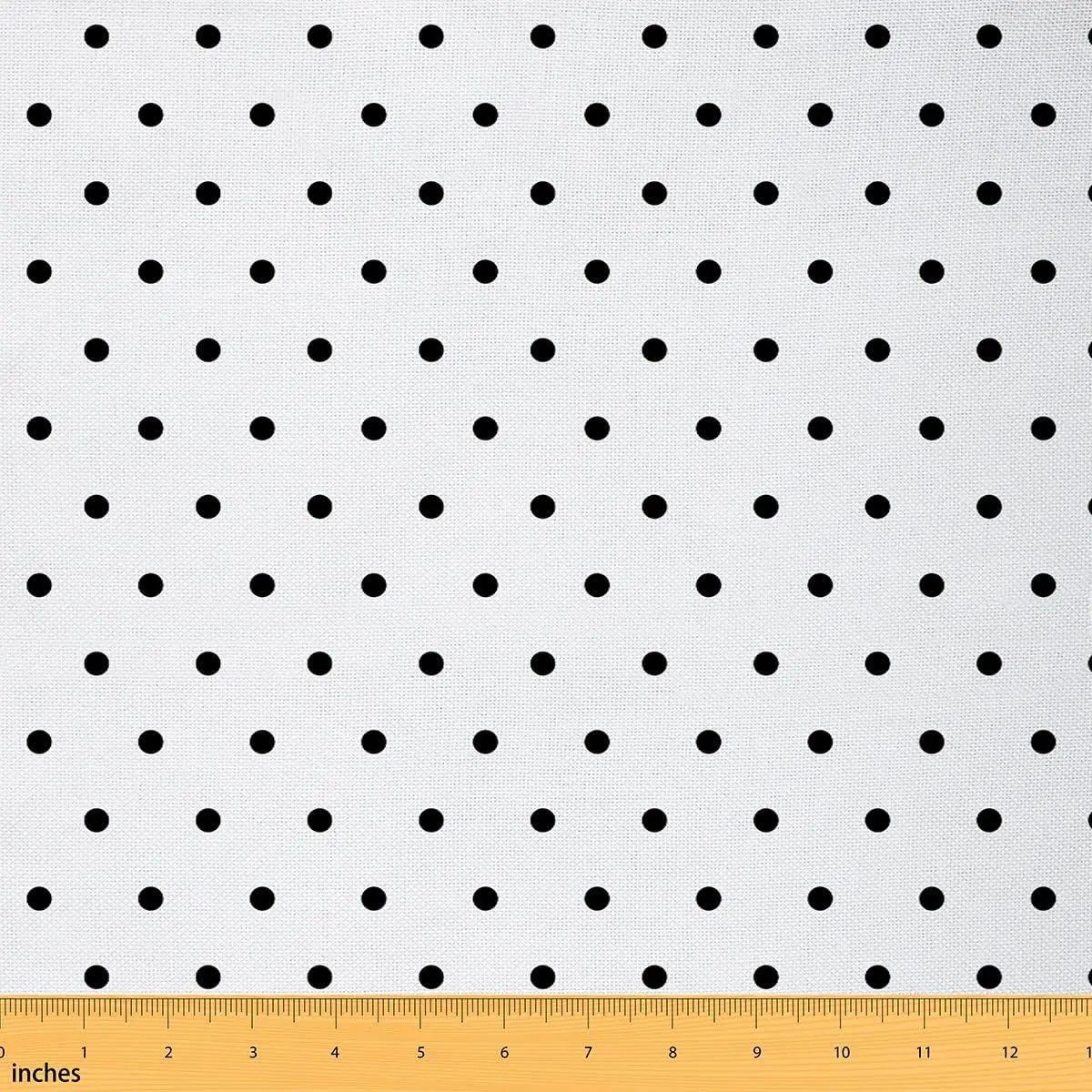 Feelyou White Polka Dot Polyester Fabric by The Yard - Medium Weight, Waterproof, No-Stretch, Cute Geometric Dots, Indoor/Outdoor Home DIY Sewing Fabric, Room Decor
