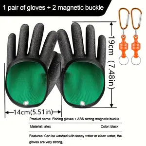 Fishing Gloves with Magnet Release, Fisherman Professional Catch Fish Gloves Quickly Drying Fishing Anti-Slip Fishing Glove for Handling, Catching