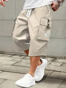 Men’s casual cargo shorts, 3-pack, multi-pocket design, drawstring, polyester fabric, lightweight and breathable, for summer outdoor leisure and everyday wear