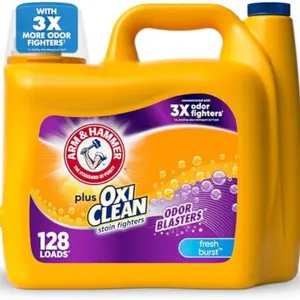 ARM & HAMMER Plus OxiClean Odor Blasters Fresh Burst, 128 Loads Liquid Laundry Detergent, 166.5 Fl oz Liquid Clean Laundry Detergent