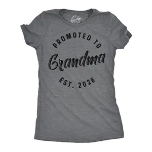 Womens Funny T Shirts Promoted To Grandma 2026 and 2025 Sarcastic Family Tee For Ladies Funny Womens T Shirts Cute Vintage Fashion Casual Ladies T-Shirt Gift Mother's Day Tops for Women Funny Grandma Top Dark Grey