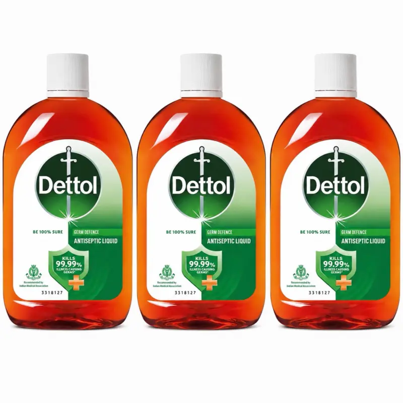 Dettol Antiseptic Disinfectant Liquid 550 ml Pack of 3, Multipurpose, Free Shipping.