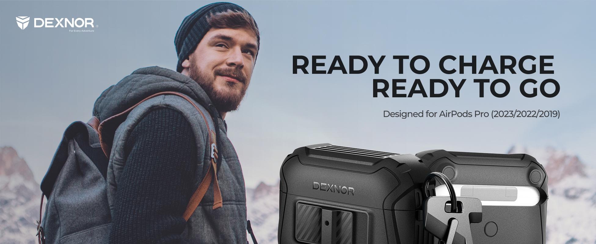 Dexnor Magnetic Case for AirPods Pro 2nd/1st Generation (2023/2022/2019), Compatible with MagSafe, Drop-Proof Lock Full-Body Shockproof Hard Protective Cover Rugged Bumper Cases with Carabiner Protection Handy