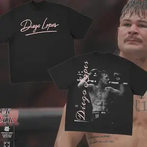 Diego Lopes Signature T-Shirt, Fighter Black & White Action Portrait Tee, Minimal Combat Streetwear, Heavy Cotton Shirt, Gift for Fight Fans, Fashion Cotton, Full Sizes, For Men, For Women