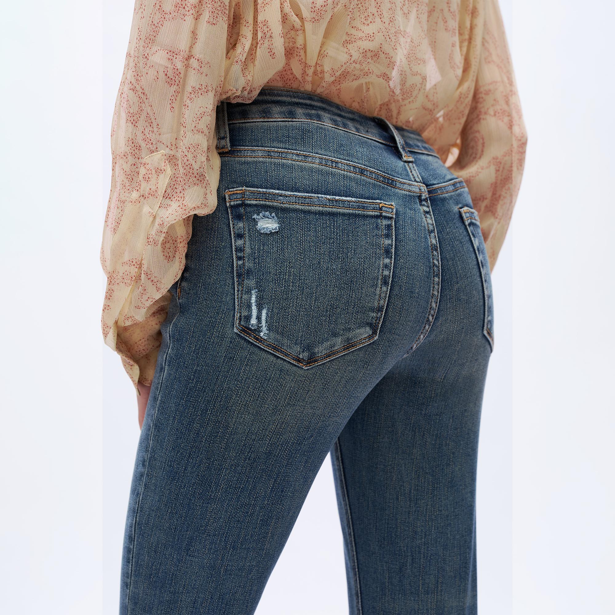 Women's Minimalist Mid Waist Hip Lift Denim Stretch Straight Leg Jeans Plus Size Fit Medium Blue Vintage Blue Retro Medium Blue High Stretch Trendy Denim Trousers for Women Classic Street Womenswear Perfect Gift #TikTokMadeMeBuyIt#Streetwear