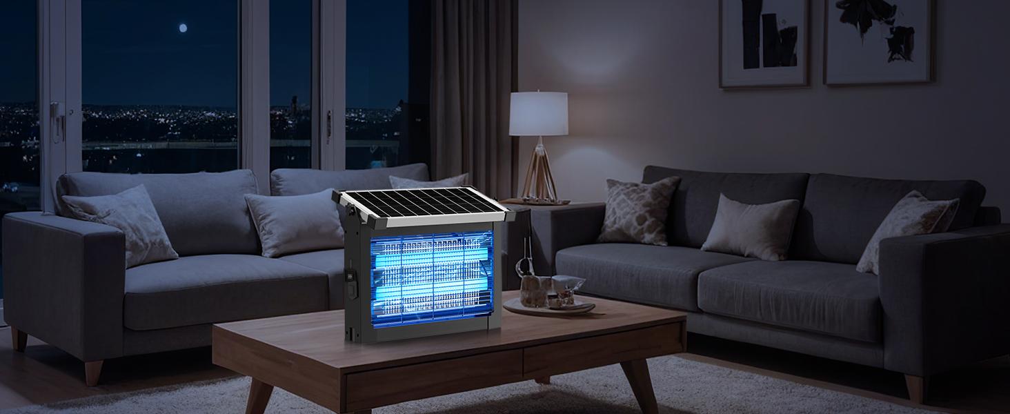 AUKFA Solar Bug Zapper Outdoor, Waterproof Mosquito Zapper Outdoor Solar Powered, 4500V Electric Bug Zapper Indoor w/Smart Light Sensor, Mosquito Trap Fly Zapper for Patio Kitchen Garage Yard Camping