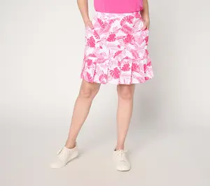 Susan Graver Regular Printed Butterknit Skort with Pleated Hem