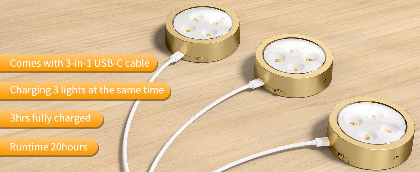 Brightown Picture Lights for Wall,Rechargeable Battery Operated Painting Light Magnetic Art Display Light with Remote, Puck Lights, Dimmable & Timer Art Lighting for Paintings Wireless,Gold, Christmas Gifts Ideas