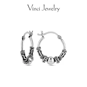 925 Bohemian Hoop Earrings with Ethnic Style, Vintage and Elegant Knot Design Ear Jewelry for Women, Hypoallergenic Sterling Silver Earrings, Unisex Gift for Friends, Perfect for Daily Wear and Party