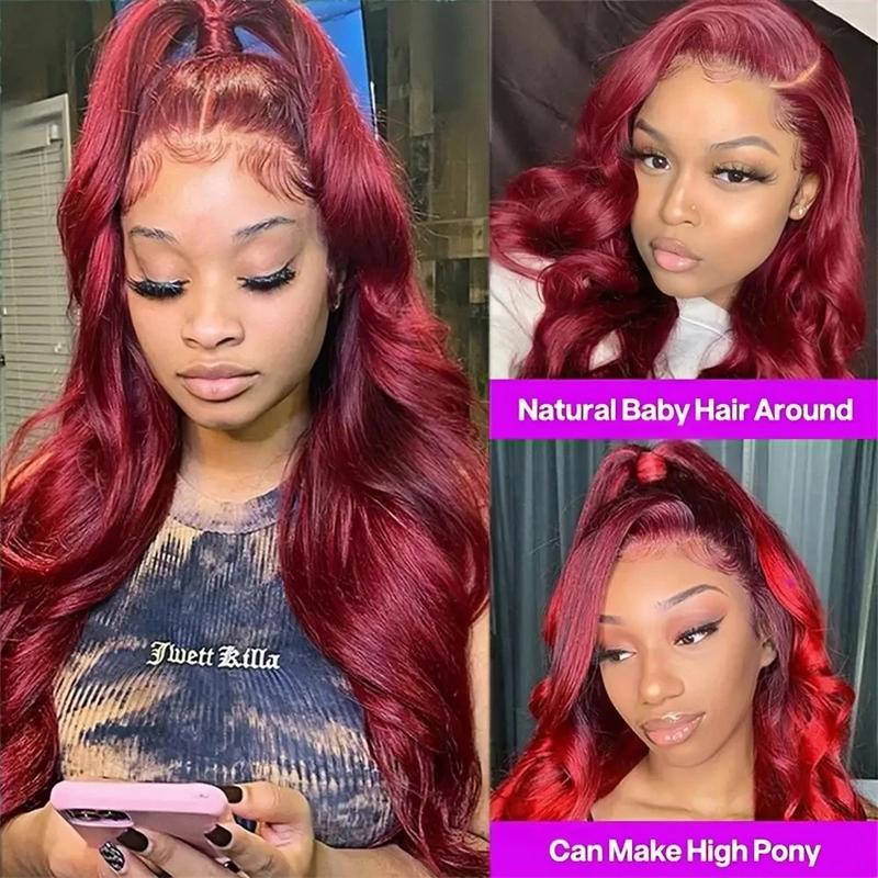 Bling Hair 32 34 Inch 13x6 Lace Front Wigs Human Hair Pre Plucked 99j Burgundy Body Wave 13x4 Lace Front Wigs For Black Women 180 Density