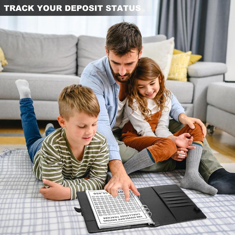 CLOUDSEA 100 Envelope Savings Challenge Binder A5 Size with Cute Stickers & Cash Envelopes for 100 Day Savings $5,050 Budgeting Planner Finance Checklist Organizer