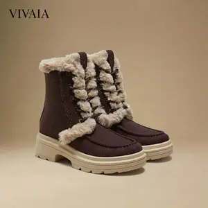 VIVAIA sorel boots women’s Water-Repellent Winter Boots: Warm Faux Fur Lining & Wool Cushion, Anti-Gravity Heel, Lightweight Snow Boots（Terry）