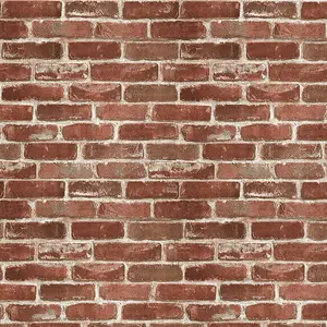 Hopeak Red Brick Wallpaper Self-Adhesive Peel and Stick Wallpaper Waterproof and Removable Good for Home Decoration and Furniture Renovation 17.5 X 118 Inch