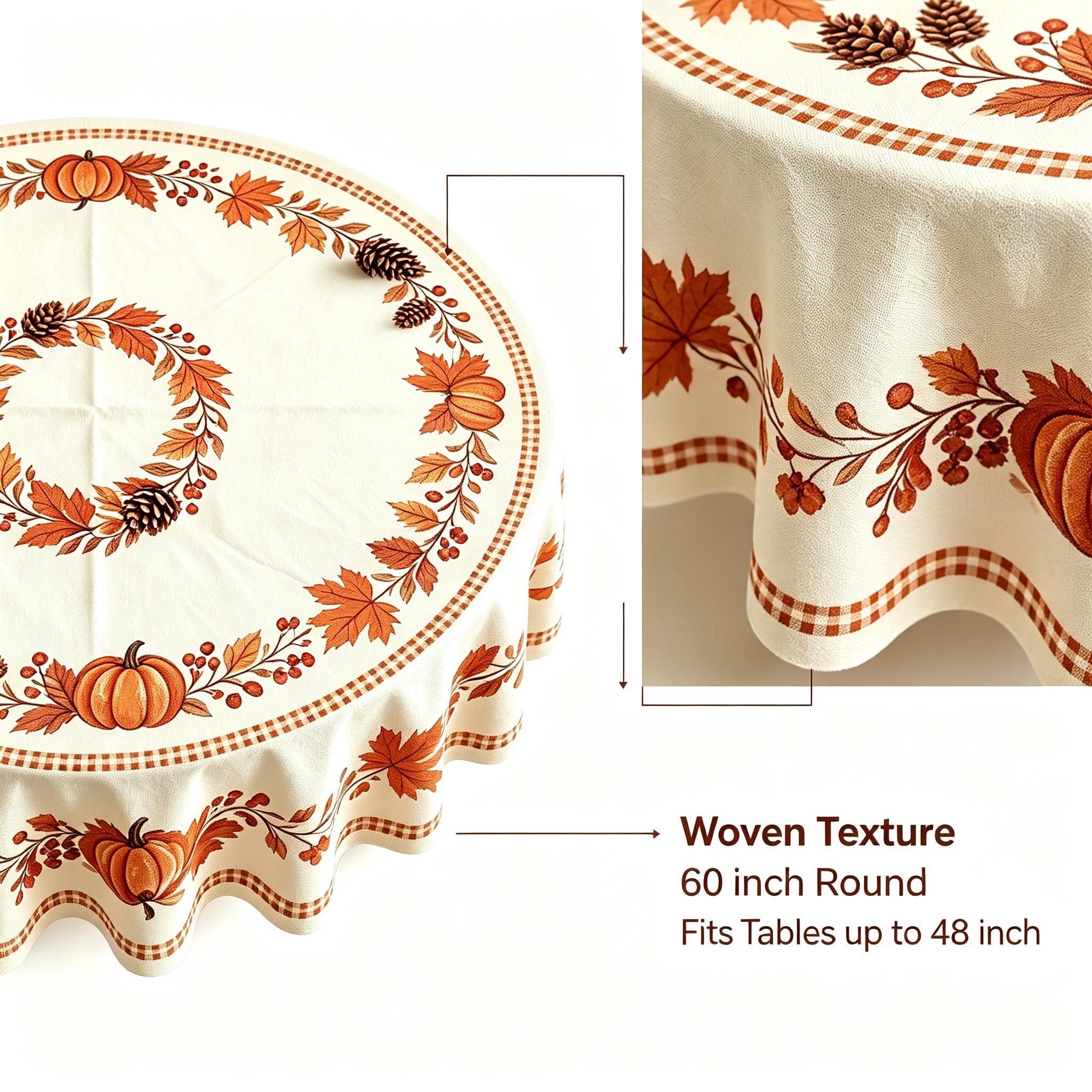 60-Inch Round Tablecloth with Multiple Stylish Patterns, Fits Round Tables Up to 48-Inch, Ideal for Parties and Daily Home Decor