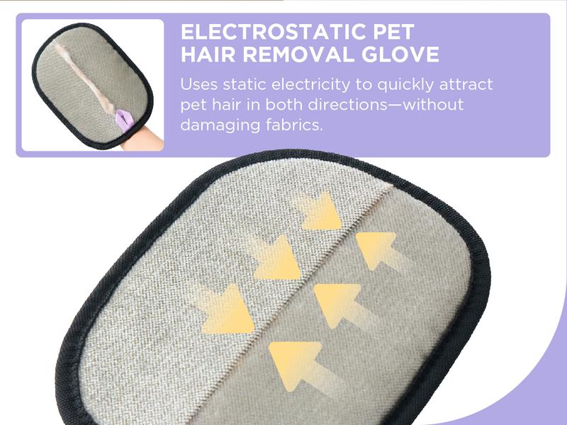 Lesure Pet Hair Remover Glove Electrostatic Removal for Dog & Cat Reusable for Carpet Couch Clothing Furniture One-Hand Hair Removal Machine Washable Travel-Friendly Multi-Surface Use, TikTokShopBlackFriday Choice