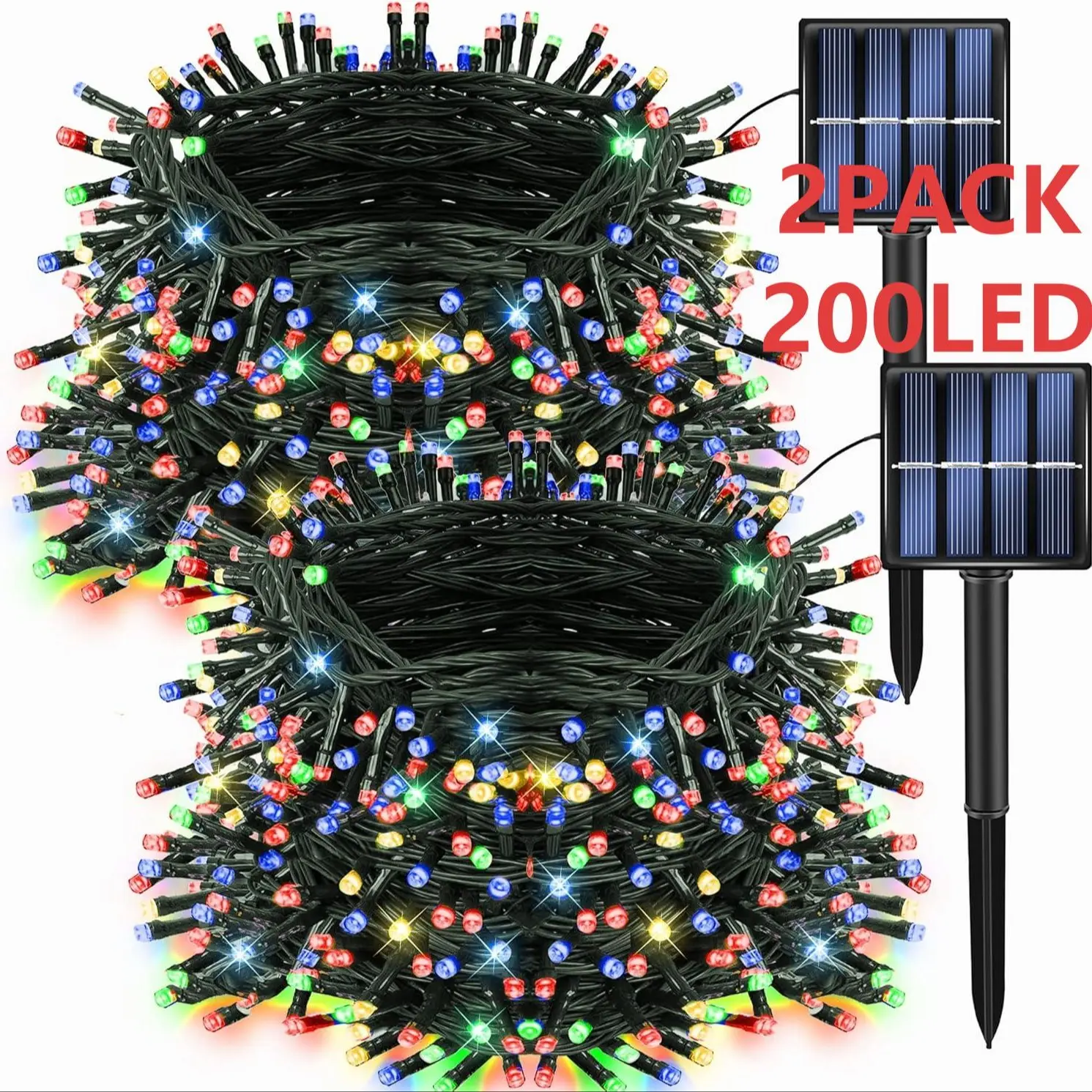 Solar String Lights, 100/200 LED Solar Christmas Lights, 8 Lighting Modes, Outdoor Decorative Twinkle Lights, Holiday Decoration Lights, Ip65 Waterproof Outdoor Garden Yard Wedding Party Decorations