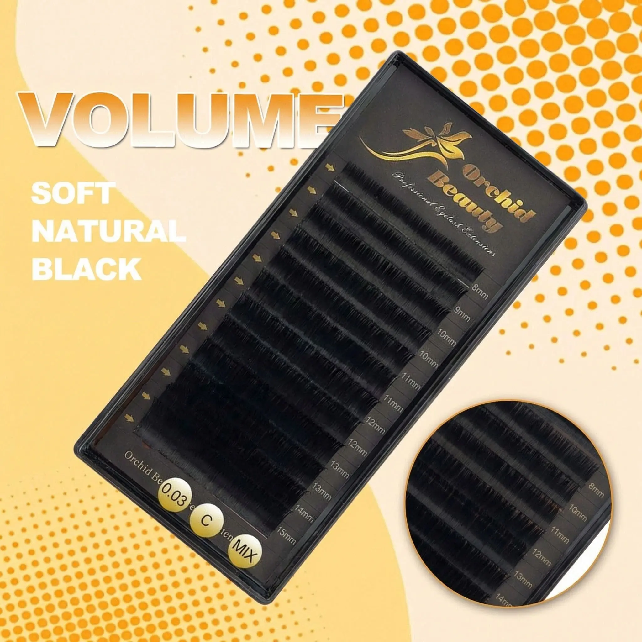 Orchid Beauty Dark Black Premium Mink False Eyelashes Fluffy Lashes Professional Lash Extensions for Technicians Super Volume Curly Individual Lashes Eyelash Clusters Extensions Salon Supply Longer Looking Lashes Luxurious Volumized Fake Eyelashes