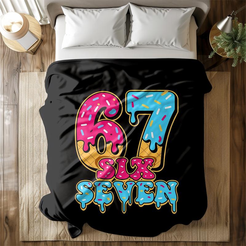 Six Seven Soft Flannel Blanket for Sofa Bed, Warm and Comfortable Nap Blanket, Lightweight Travel Camping Cover, Home Office Chair Bed Throw, Soft Fluffy Blanket, Warm Napping Blanket