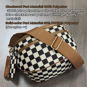 Fashionable Checkerboard Plaid Checkered Women's Large Crossbody Saddle Bag, Casual Versatile Zipper Shoulder Bag with Adjustable & Detachable Strap and Coin Purse, Stylish Minimalist Commuting Lightweight Shoulder Women's Bag