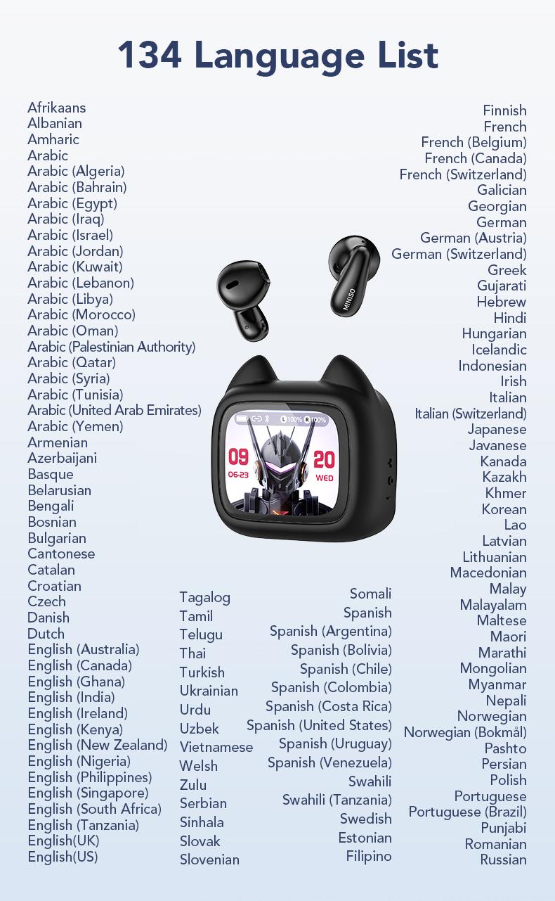 MINISO MS102 Bluetooth 6.0 earphones, LED display, IPX5 waterproof wireless earphones, in-ear style, suitable for business and travel.