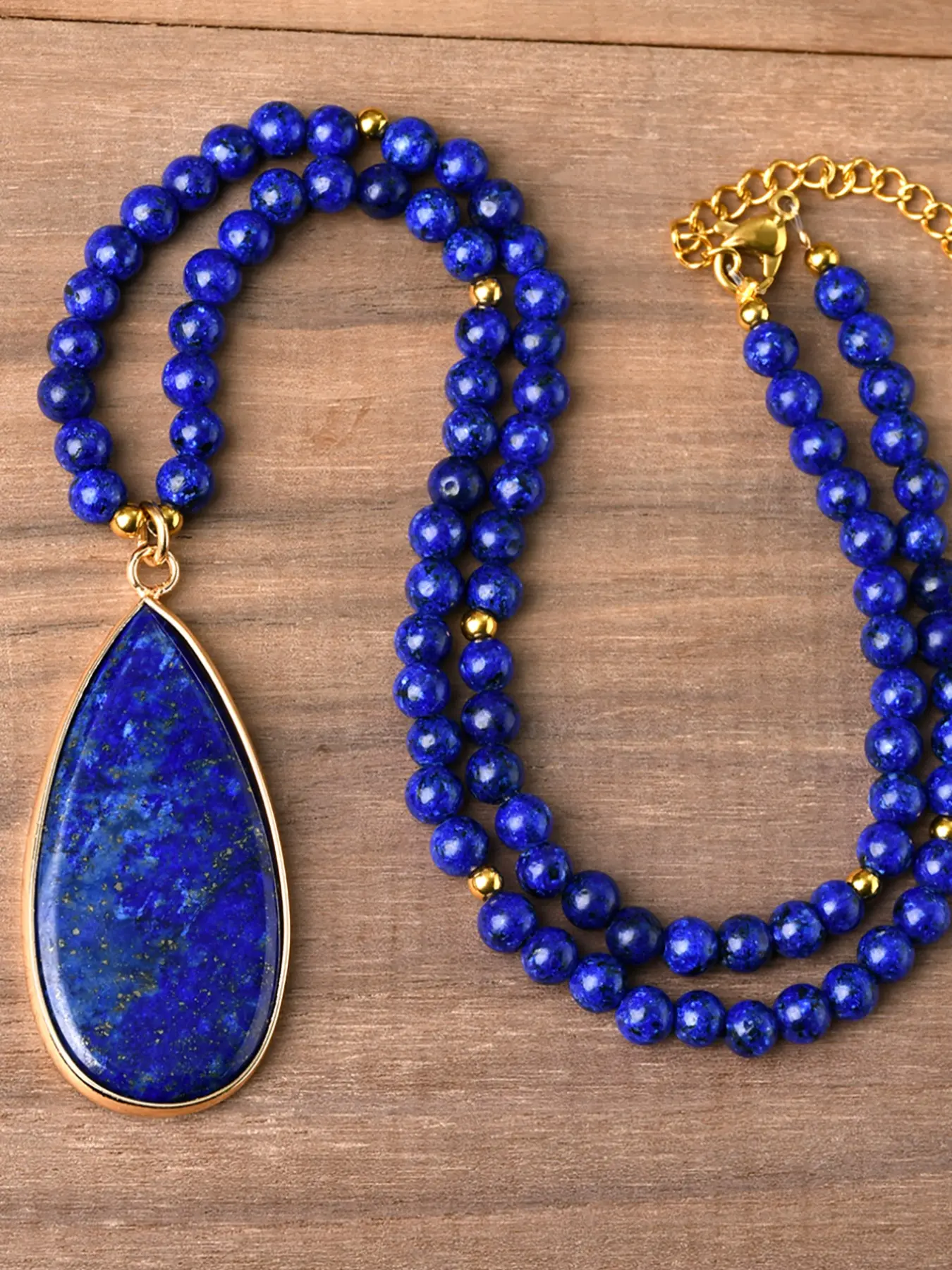 Bohemian Style Lapis Lazuli Pendant Design Necklace Necklets for Women - Natural Stone, Round Vintage No Plating, Holiday Theme Daily & Vacation Wear