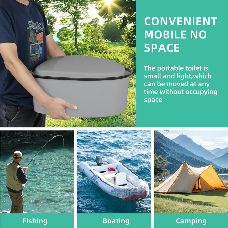 Outvita Portable Toilet, Outdoor Lightweight Porta Potty with Detachable Inner Bucket Removable Toilet Paper Holder for Camping Boat RV Hiking Living Room
