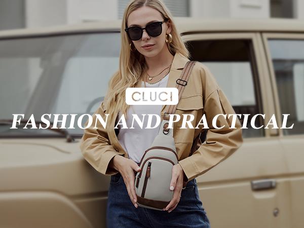 CLUCI HolidayHaul Sling Bag for Women Men Crossbody Leather Large Sling Backpack Fanny Packs Chest Bag for iPad Travel Hiking Cycling Gift Trendy Crossbody Bag for Daily Use Durable