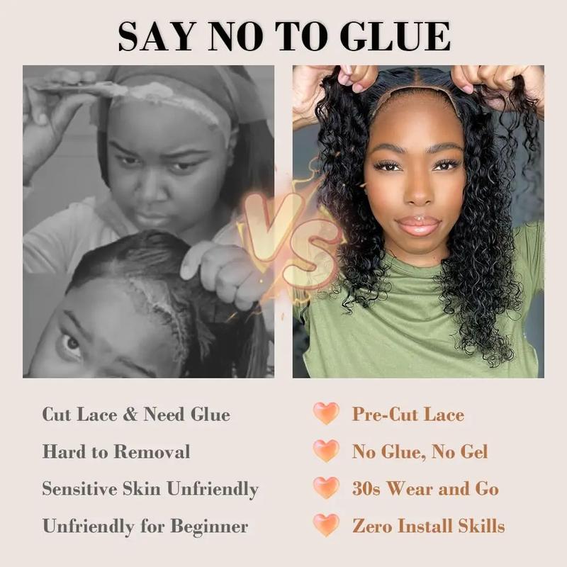 [New In] Bling Hair 13x6 Glueless Wigs Easy To Wear Deep Wave 13x4 Invisible Elastic Drawstring Wig Human Hair 180 Density Pre Plucked Hairline Pre Cut Frontal Wig For Black Women