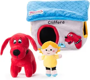 Plush Dog Toy Puzzle Cozy House With Removable characters