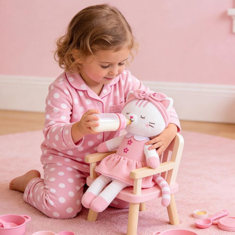 Valentine Gift Plush Cat Doll Soft 15'' Stuffed Animal Toy for Baby Girls, Adorable Holiday Gift for Xmas and Birthday, Valentine Gift for Kids Cozy Cuddle Toy for Kids