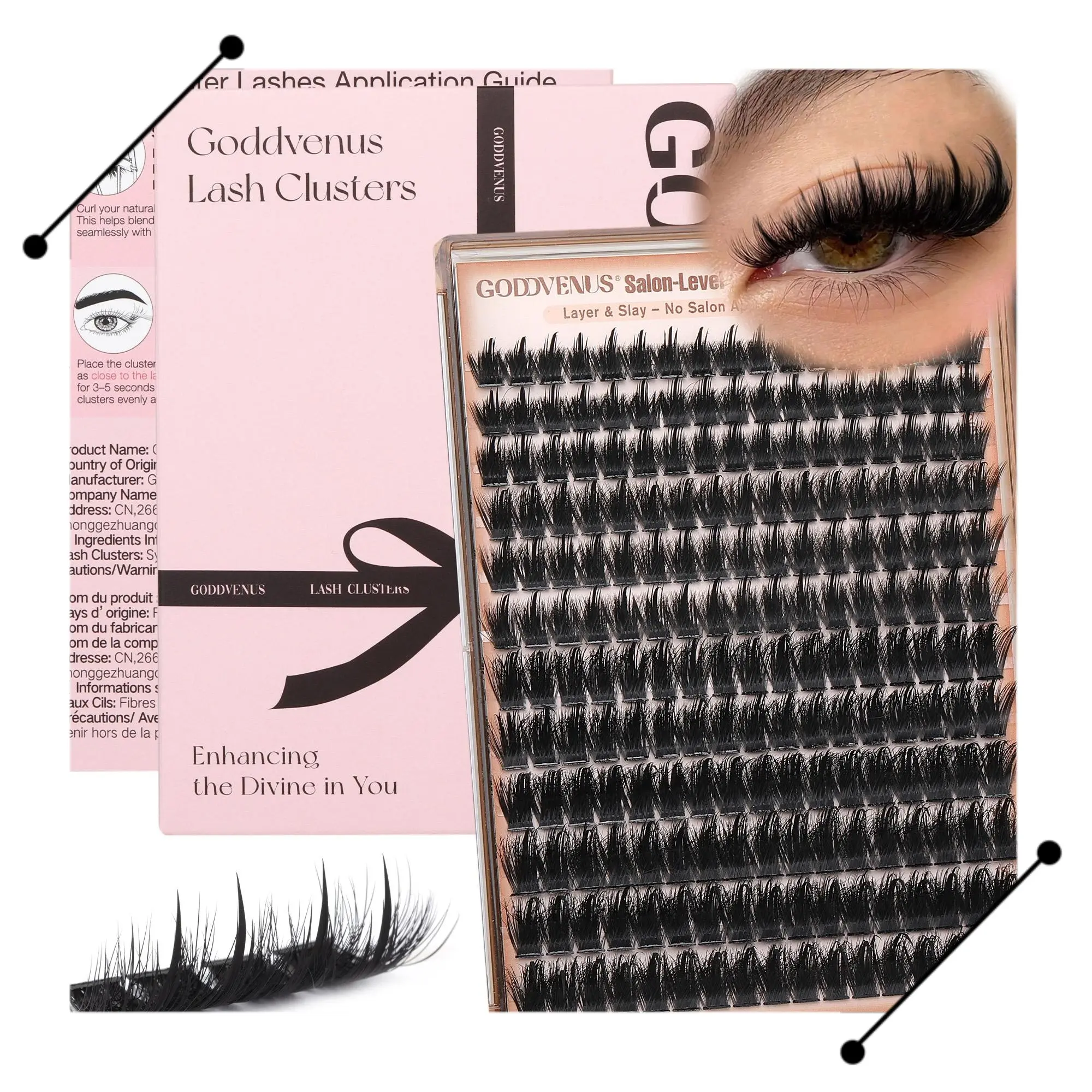 【S】Goddvenus Spiky Slay Manga Lash Clusters With Spikes Pre-Spikes Wispy Cluster Eyelash Extensions Reusable Faux Mink Fairy Individual Lash Extension Fluffy Anime Eyelashes Clusters, Makeup D Curve 12-18mm 204 Pieces - Cosmetic