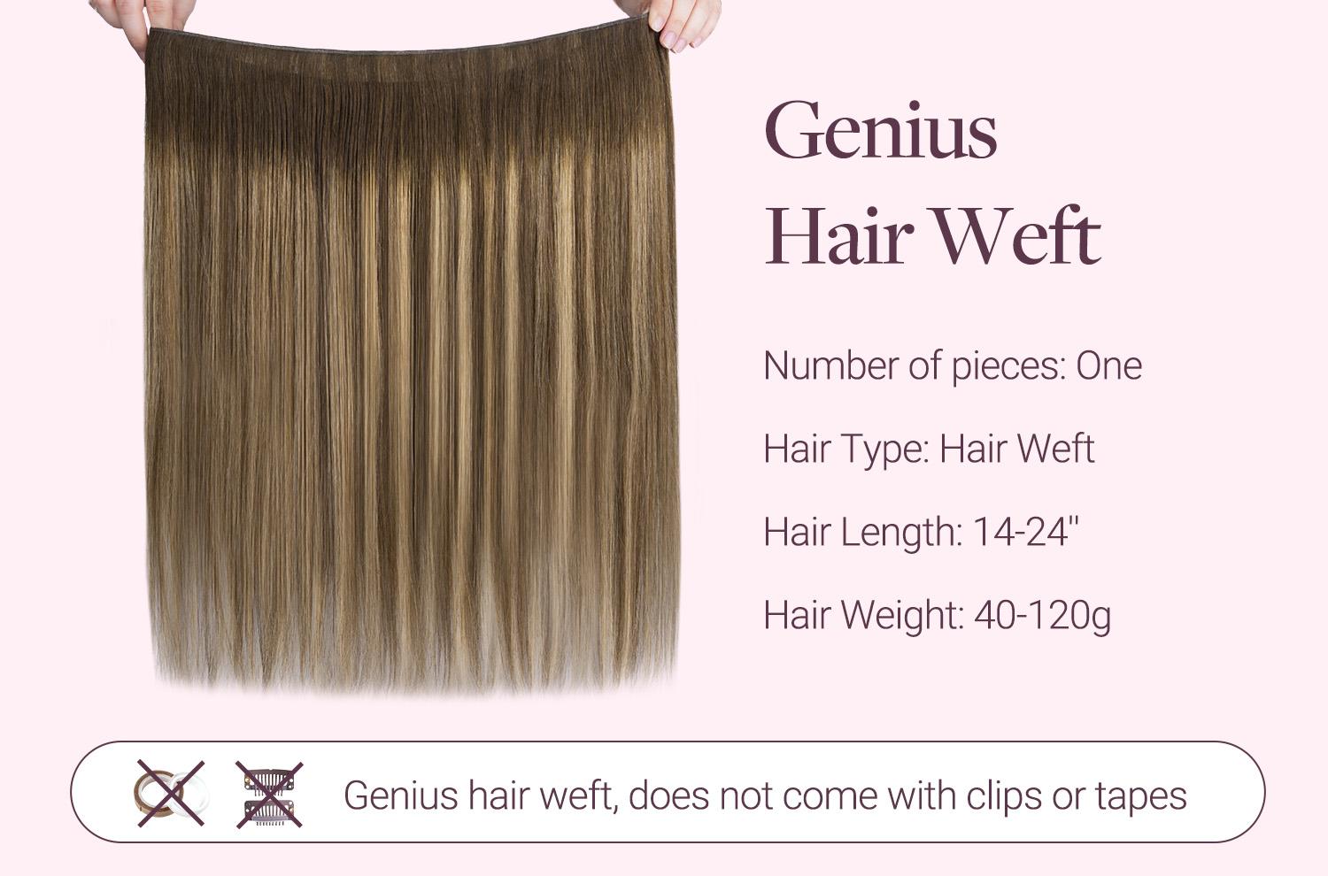 GOO GOO Genius Weft Hair Extensions Human Hair ,  14-24 Inch Sew In Remy  Human Hair for Natural Look & Volume, Reusable & Straight Hair for Women