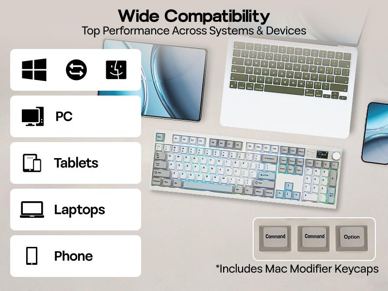 EPOMAKER QK108 Full Size Mechanical Keyboard with Screen & Knob, 8000mA, QMK/VIA, Creamy&Thocky, Gasket, RGB Backlit, Hot Swap, Mac Keycap, 2.4G/BT Wireless Gaming Keyboard TikTokShopJumpstartSale