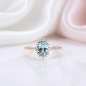 18k Rose Gold Sky Blue Topaz Engagement Ring