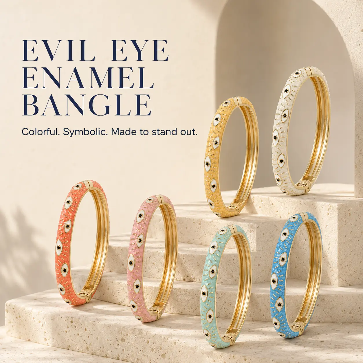 Evil Eye Enamel Bangle, Fashion Costume Jewelry Accessory for Women