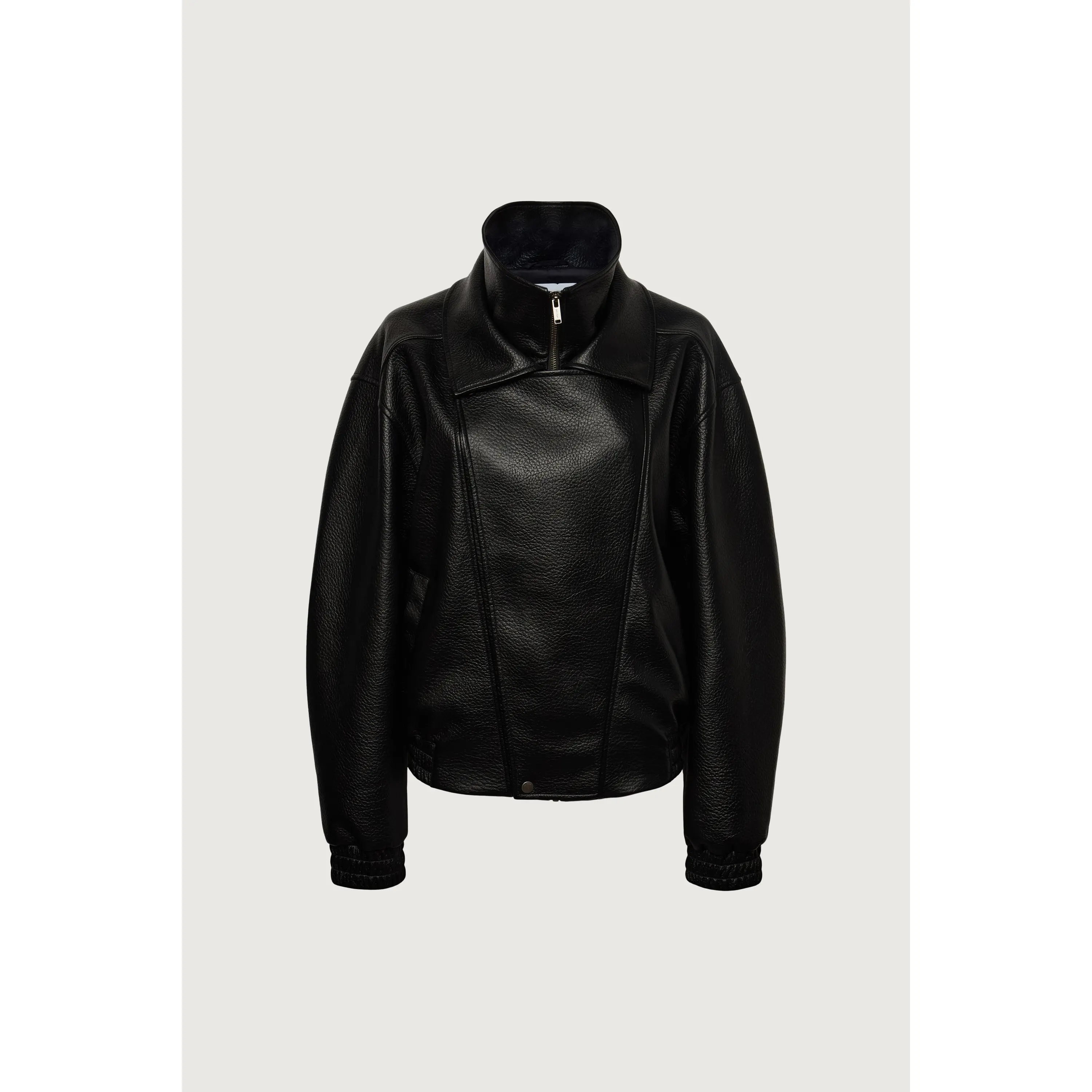 VEGAN LEATHER DOUBLE COLLAR BIKER JACKET