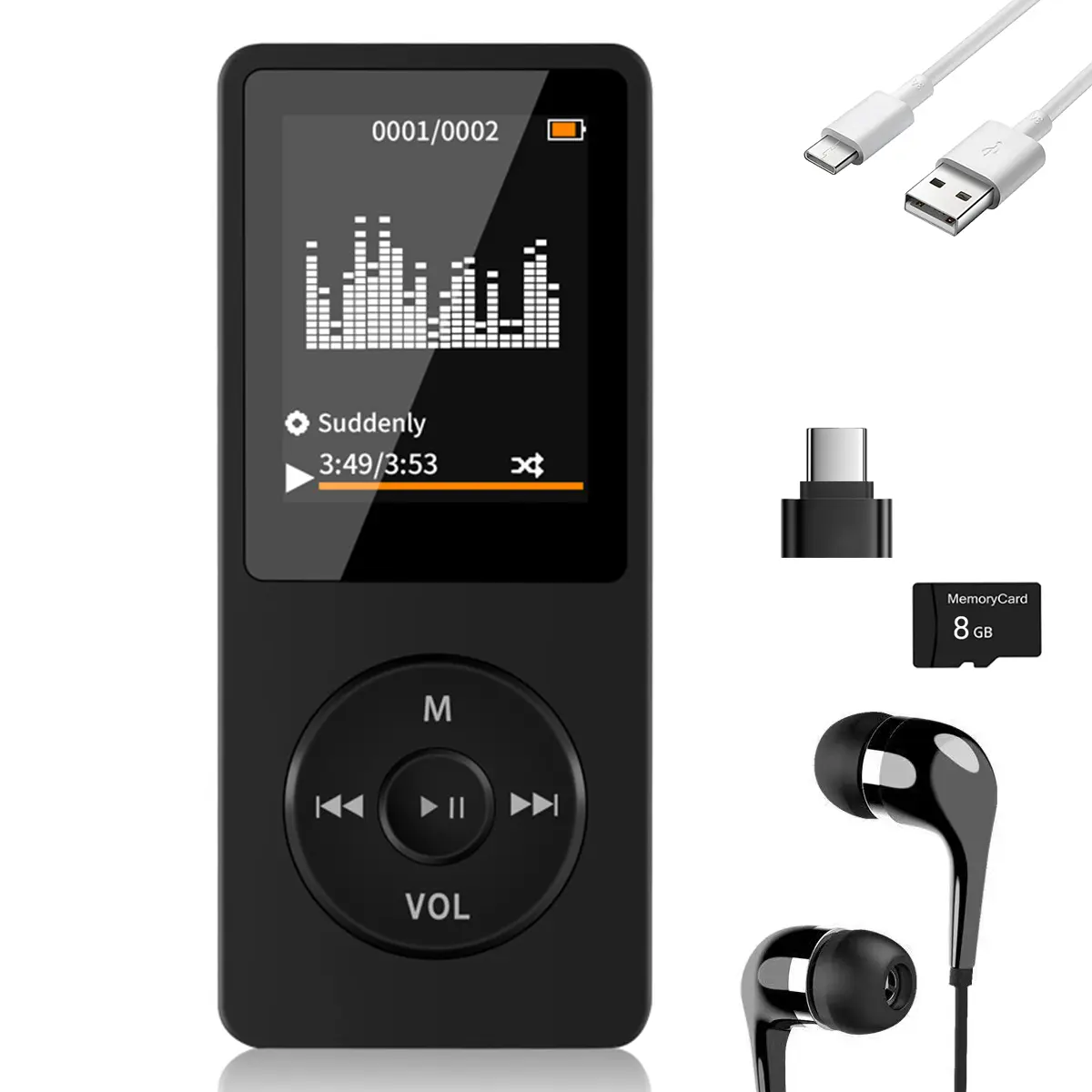 Bluetooth 5.2 MP3 Player, HIFI Lossless Sound Music Player with Screen, FM Radio & Voice Recorder, Portable Sports Media Player Supporting FLAC/APE (Black)