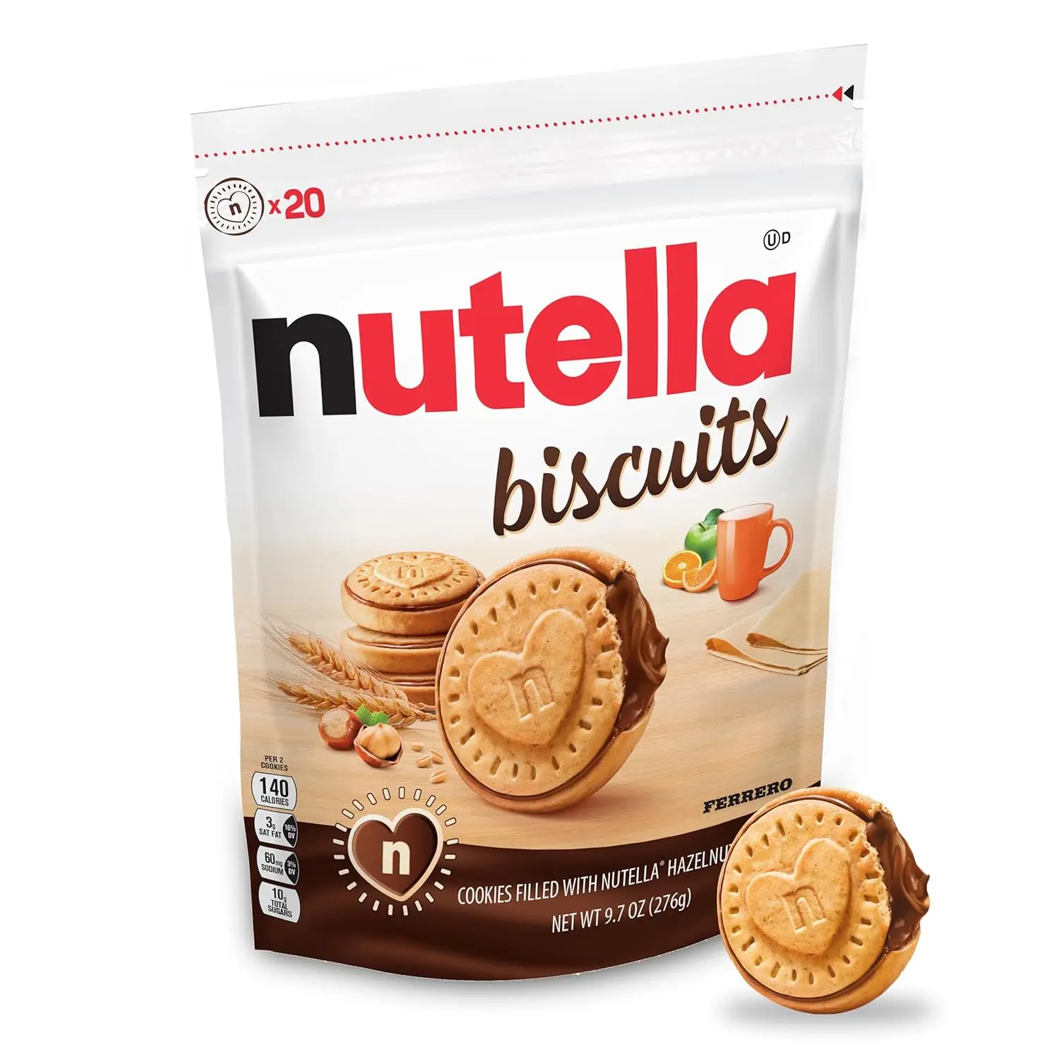 Hazelnut Cocoa Filled Biscuits Cookies – Crispy Cookies with Creamy Chocolate Hazelnut Filling, Sweet Snack Treat, On-the-Go Snack Pack, 9.7 oz