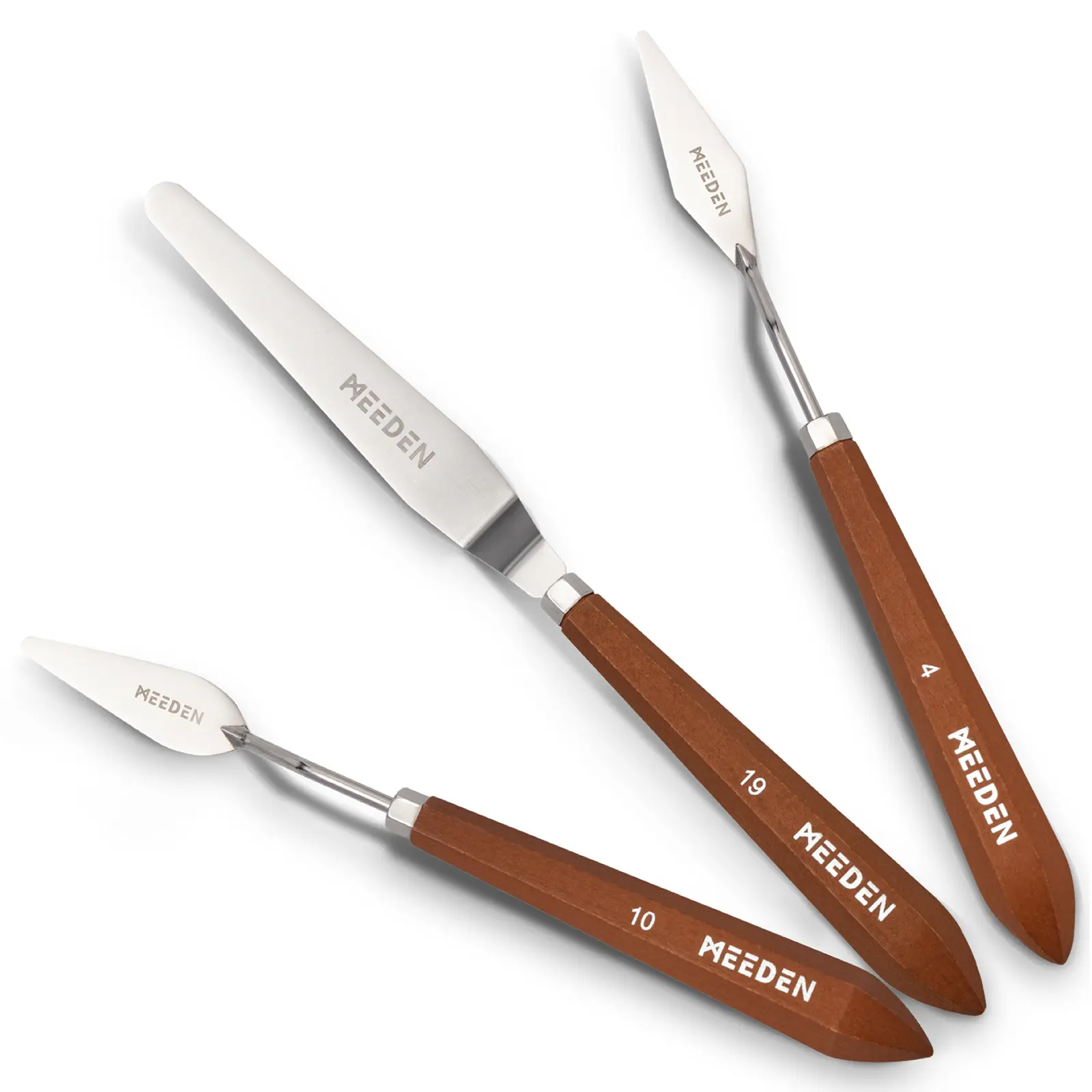 MEEDEN Artist Palette Knife Set: 3Pcs Art Spatula Knives with Wooden Handle - Stainless Steel Pallet Knives for Oil, Acrylic Canvas Painting